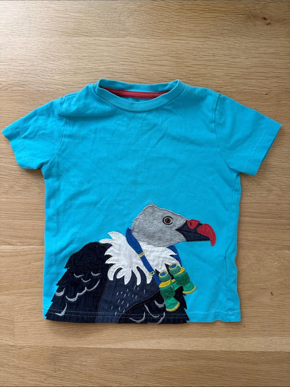Mini Boden Bright Turquoise Short Sleeve Tee with Vulture Applique
